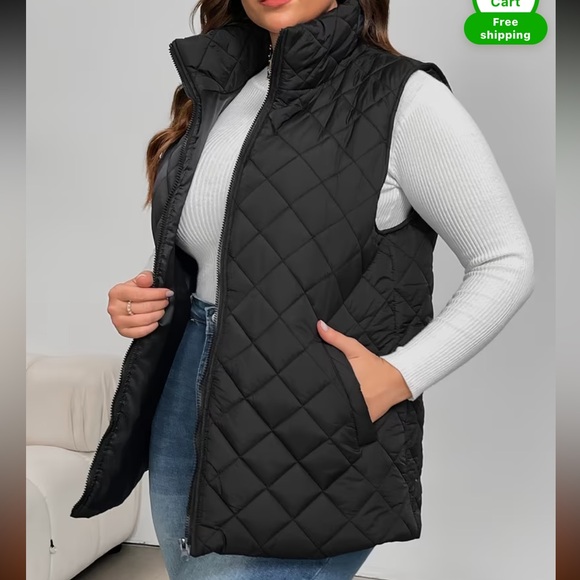 Quilted Black Sleeveless Puffer Vest - Picture 2 of 8